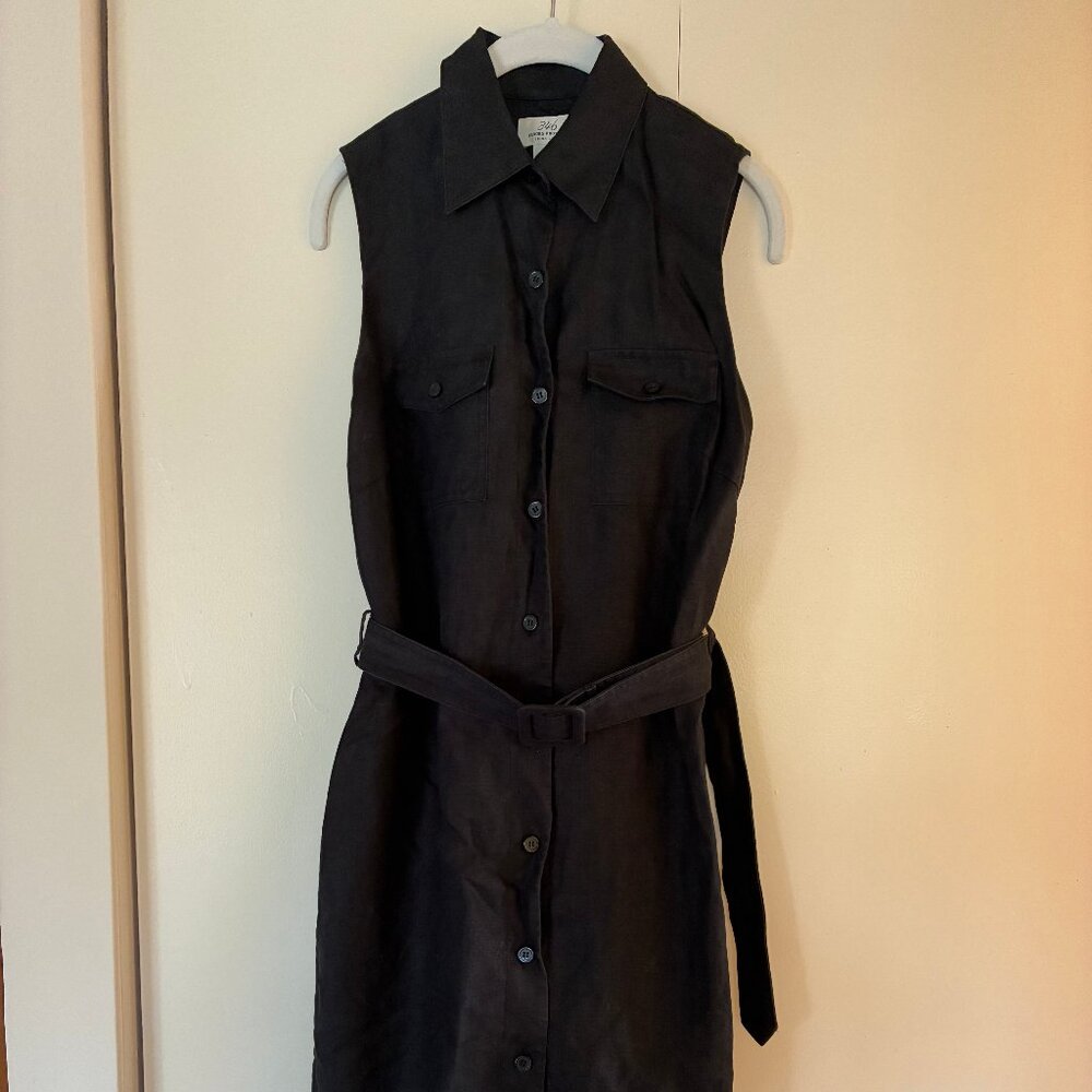 Brooks Brothers Black Linen Shirt Dress